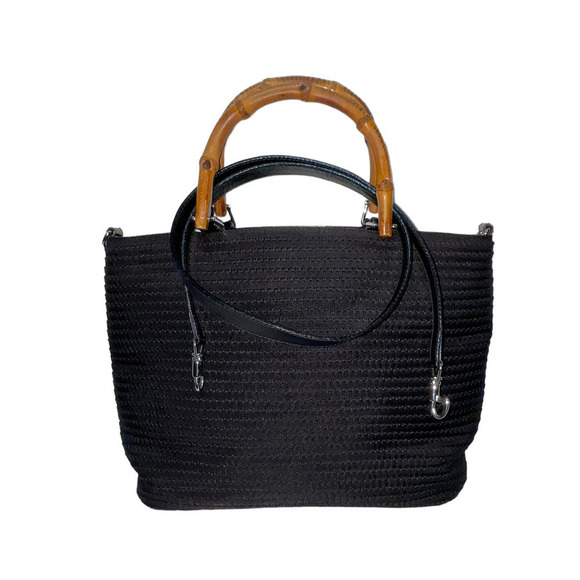 Gucci Black Quilted Bamboo Shoulder Bag 2way Bag with Strap Canvas P.Leather - Picture 15 of 15